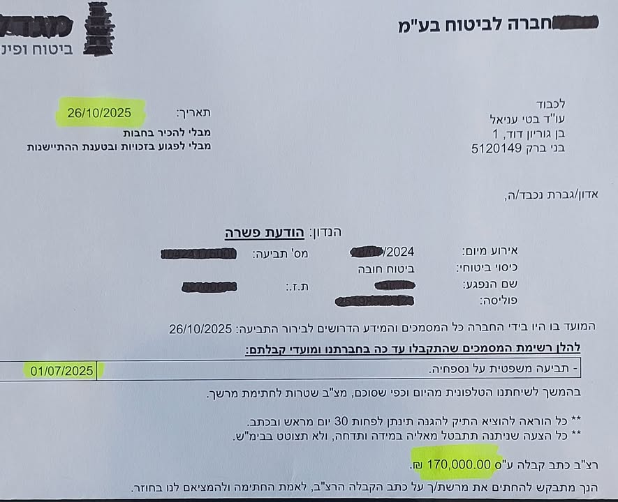 הצלחה: 170,000 ₪ - ביטוחים