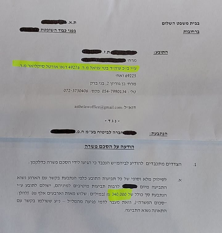 הצלחה: 340,000 ₪ - תאונת דרכים
